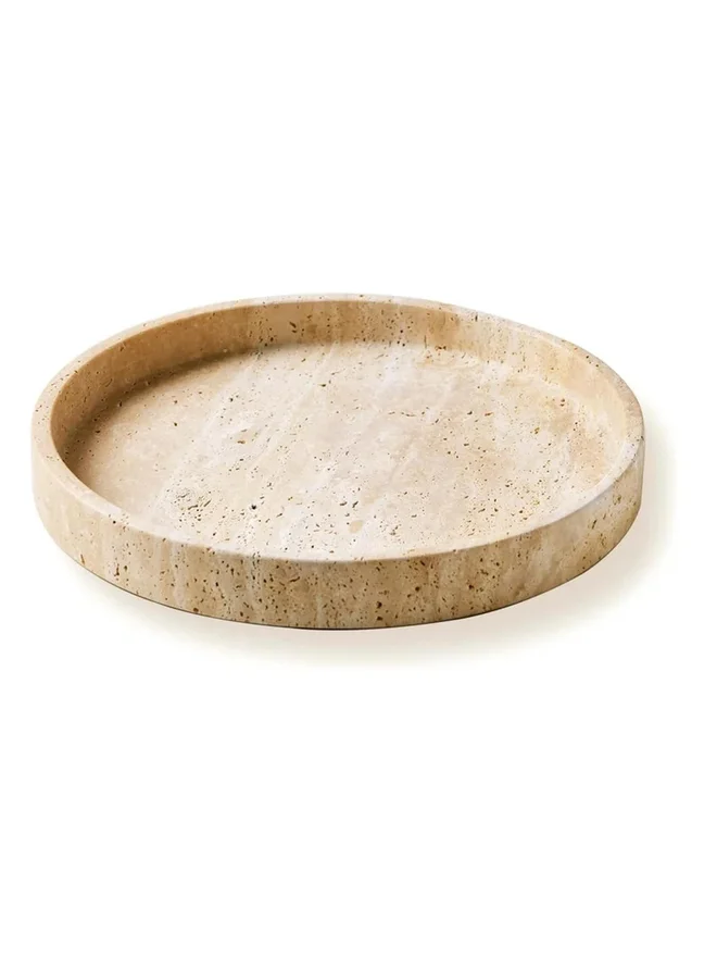 1Chase 1CHASE Natural Travertine Round Marble Tray